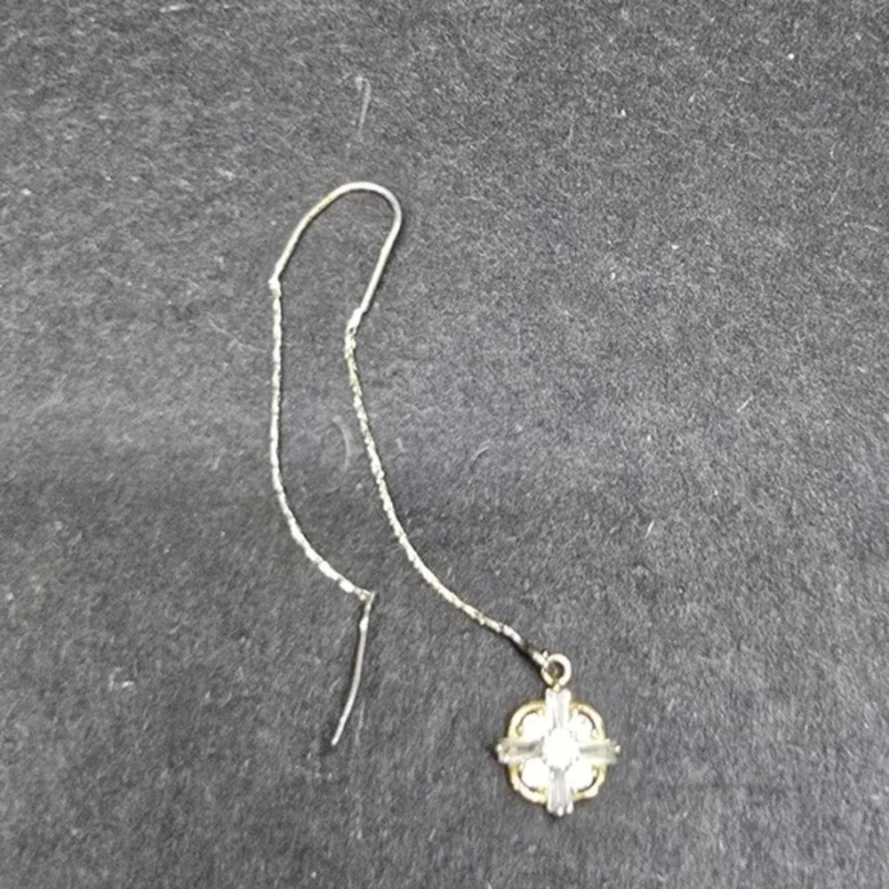 Threader Earring Starburst Floral Dangle OS Gold Clear Good Minimalist‎